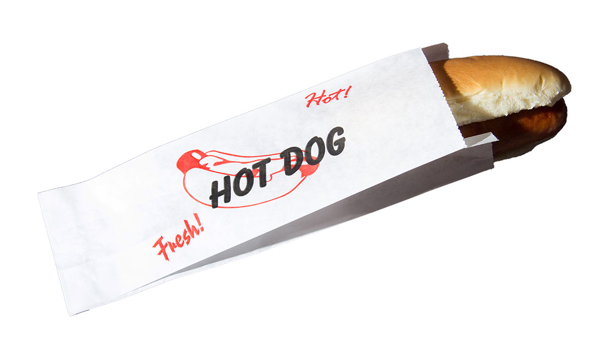 Hot Dog Hotdog Foil Bags for Concession Use 1000 case   3" x 2" x 12" 