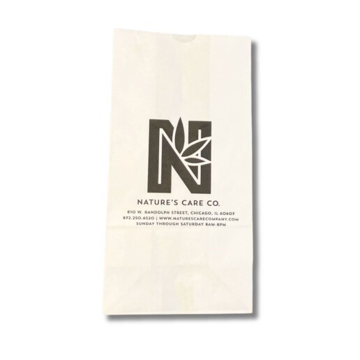 Photo of printed paper dispensary bags.