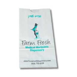 Photo of printed paper dispensary bags.
