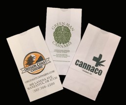 Dispensary Bags - White Custom Printed Fan 2