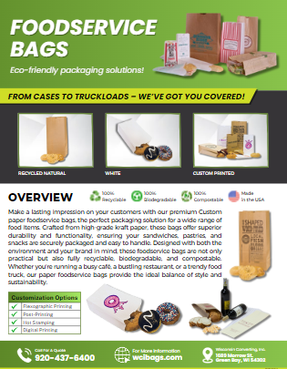 Preview image of product flyer for paper food service bags.