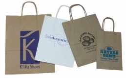 Handled Shoppers - Natural and White Custom Printed Bags