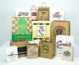 Handled Shoppers - Natural and White Custom Printed Bags