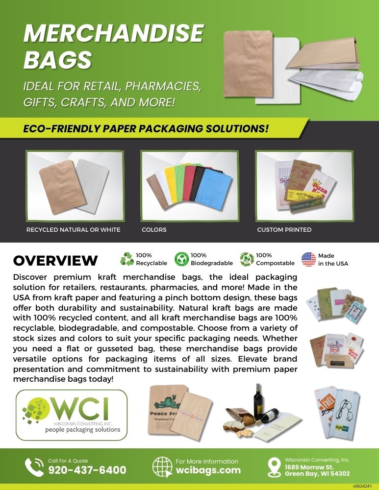 Preview image of a product flyer for paper merchandise bags.
