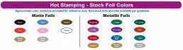 WCI Stock Hotstamp Ink Colors