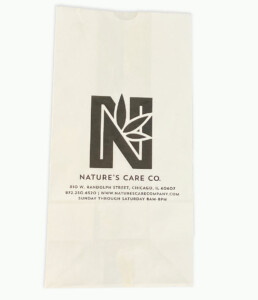 White kraft custom printed SOS dispensary bags