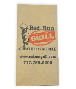 custom printed recycled natural kraft to-go carryout bag