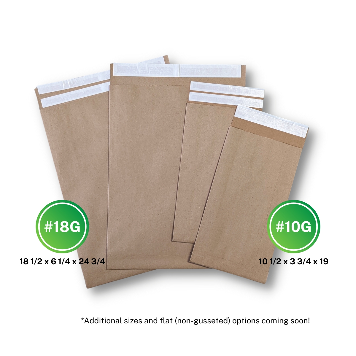 Eco-Natural Lite® Paper Shipping Bag sizes available from Wisconsin Converting, Inc. of Green Bay, Wisconsin.