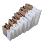 Image of flat-bottom paper bags in white and natural color.