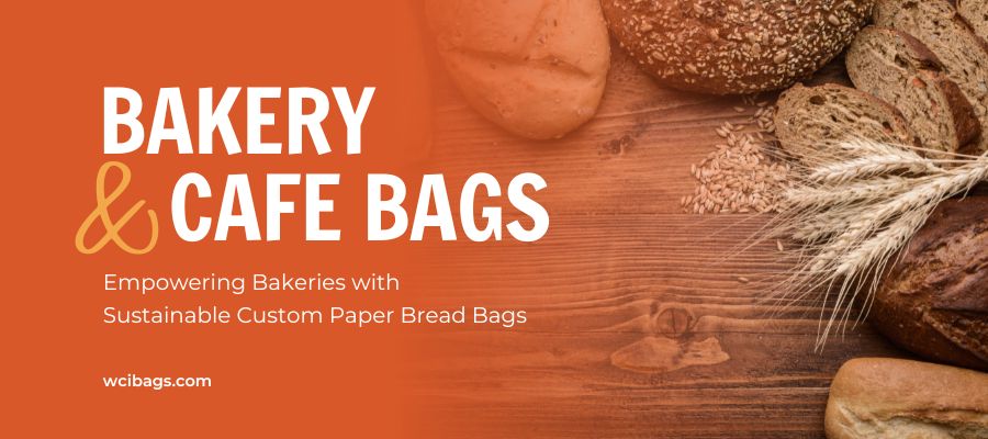 Image of bakery goods and sustainable paper bread bags.
