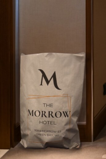 Photo of paper laundry bag in hotel.