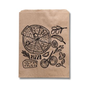 Photo of a paper pizza bag.