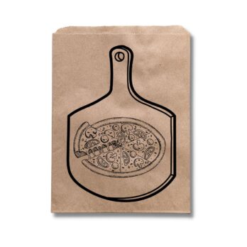 Photo of a paper pizza bag.