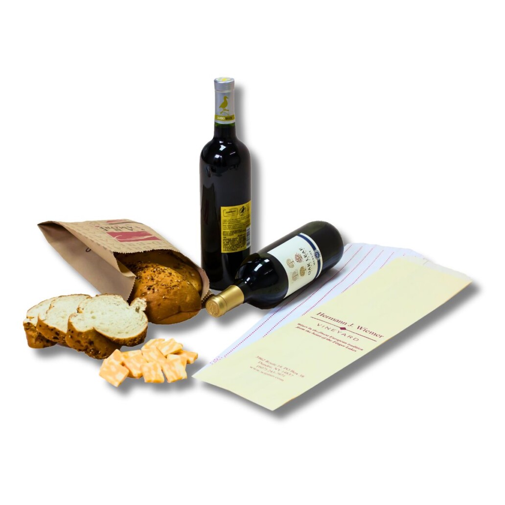 Photo of paper wine and liquor bags.