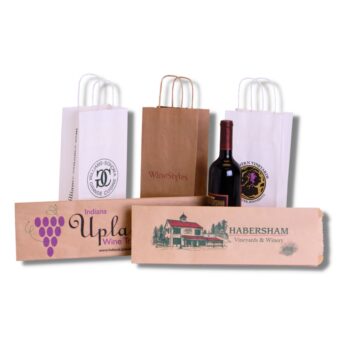 Photo of paper wine and liquor bags.