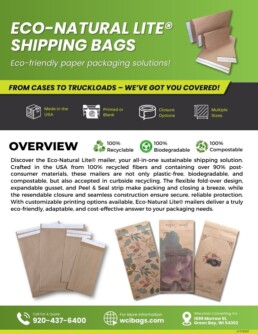 Preview image of a flyer for Eco-Natural Lite paper shipping bags.