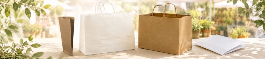 Paper shopping bags for retail.