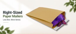 Various sized recyclable paper mailers and shipping bags.